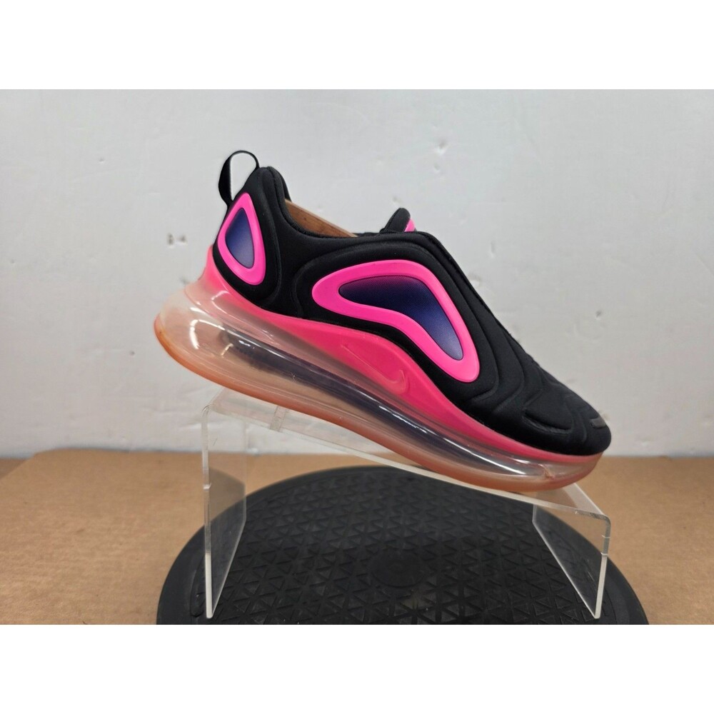 Nike Air Max 720 GS Black Laser Pink Youth 7Y / Women's 8.5 AQ3196-007 Retro EUC